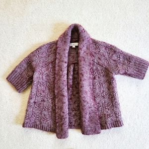 LOFT Plum Alpaca Blend Open-Front Cardigan